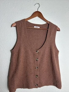 Madewell Kneale Button Front Sweater Vest size Large Merino wool blend Blush - Picture 1 of 13