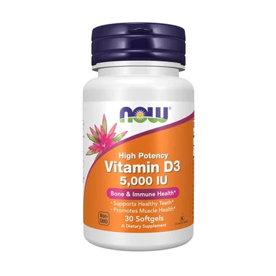 Ahora Vitamina D3 Alta Potencia 30 Cápsulas Blandas Salud Ósea Inmune Kosher No OGM Foto 1 de 4