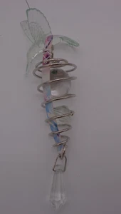 Kolibri Wind Spinner klein klar und hellgrün Glas und Metall - Bild 1 von 5