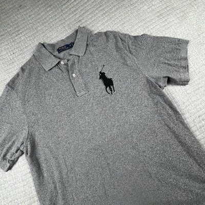 Polo Ralph Lauren Big Pony Polo Men 1XB Gray Patch #3 Short Sleeve Stretch - Image 1 of 4