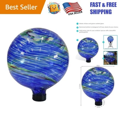 Water-Resistant 10-Inch Glass Garden Orb - Captivating Northern Lights Display - Image 1 of 4
