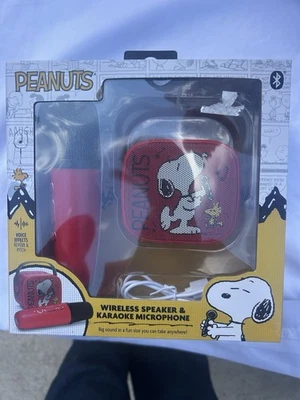 Peanuts Snoopy Juego de Altavoces Inalámbricos Bluetooth y Micrófono de Karaoke - NUEVO Foto 1 de 2