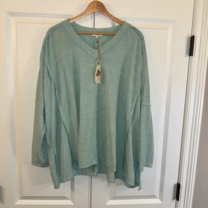 NWT Easel Los Angeles Women's V-Neck Long Sleeve Oversized Tunic Top, Size L - Picture 1 of 8