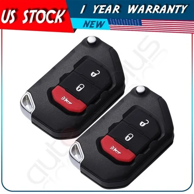 2 Remote Car Key Fob for Jeep Wrangler Gladiator 2018 2019 2020 2021 3 Buttons - Image 1 of 4