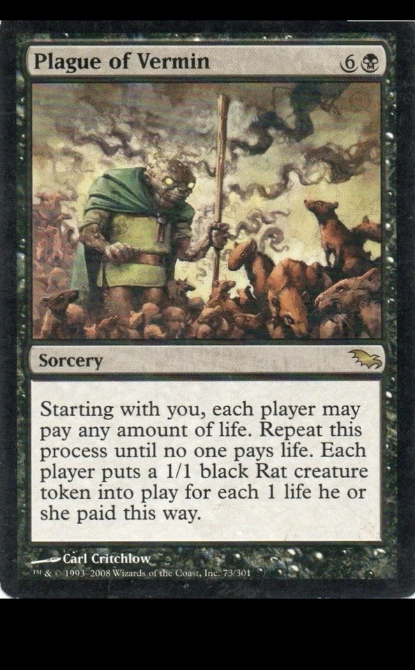 MTG: Shadowmoor: Plague of Vermin: Lightly Played Condition - Image 1 of 1