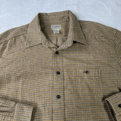 Vintage LL Bean Flannel Shirt Mens Large Houndstooth Heavy Button Up - Image 1 of 4