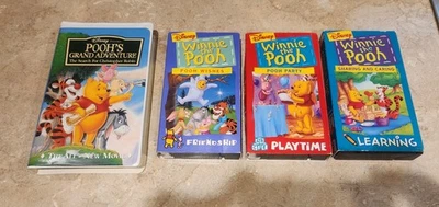 Winnie the Pooh VHS Pooh Wishes, Sharing and Caring, Pooh Party, Grand Adventure - Image 1 of 3