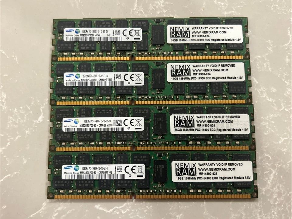 Samsung 64GB (4x16GB) M393B2G70DB0-CMAQ2M 2RX4 PC3-14900R - Image 1 of 1