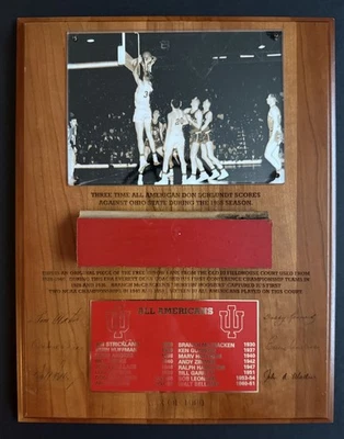 Indiana University Hoosiers Basketball Old Fieldhouse Court Floor Piece Plaque - Image 1 of 4