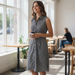 Laundry by Shelli Segal ärmelloses Hemdkleid mit Knopfleiste | Größe 6 | Büro - Bild 1 von 8