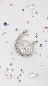 Ciondolo a spirale fatto a mano con pietra preziosa rosa - filo avvolto placcato argento - Foto 1 di 11