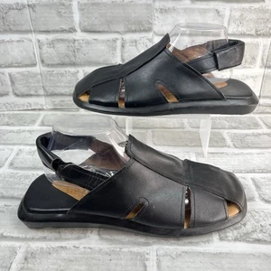Bacco Bucci Sport Men's Size 10 Black Leather Woven Slip On Fisherman Sandals - Picture 1 of 12