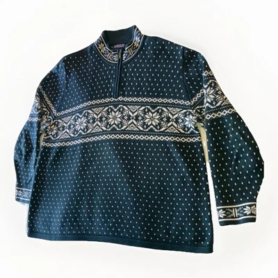 Suéter Lands End Fair Isle Para Hombre 2XL Verde Blanco Navidad Nórdico 1/4 Cremallera Foto 1 de 4