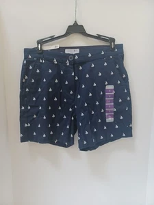 Caribbean Joe maritime Segelboote blau klassische Passform Shorts 5" Schrittlänge Größe 6 neu mit Etikett - Bild 1 von 6