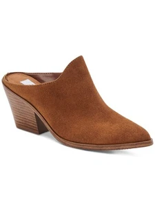 AQUA COLLEGE Womens Brown Nia Slip On Leather Heeled Mules Shoes 7.5 M - Picture 1 of 8