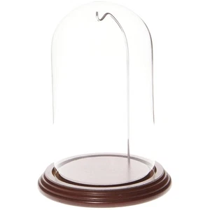 Plymor 4" x 7" Watch Glass Dome Cloche (Walnut Veneer Base & Silver Wire) - Picture 1 of 1
