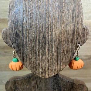 Pumpkin Polymer Soft clay Handmade Dangle Earrings - Picture 1 of 5