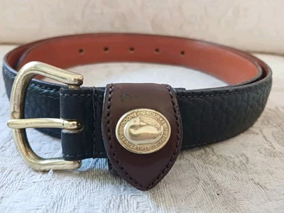 Cinturón De Colección Dooney & Bourke Negro Todo Clima Cuero Talla M 30-32 Hebilla de Latón EE. UU. Foto 1 de 4