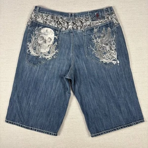Pantalones Cortos Kanji Jean Para Hombre 40 Pantalones Cortos Denim Calavera Patinador Callejero Grunge De Colección - Imagen 1 de 12