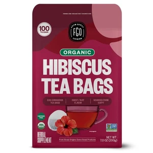 Té de hibisco orgánico, 100 unidades, bolsas de té ecológicas, sin cafeína, paquete... - Imagen 1 de 8
