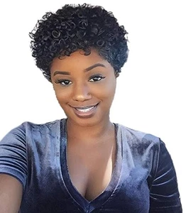 Wig Off Black Short Tight Curls for Women Full Cap Wig - Picture 1 of 3