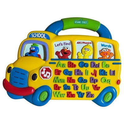 Rare 2000 Fisher Price Sesame Street Talking Alphabet School Bus Toy Vintage - Image 1 of 4