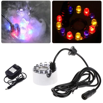 12 LED Ultrasonic Light Fogger Water Fountain Pond Atomizer Air Humidifier US - Image 1 of 4