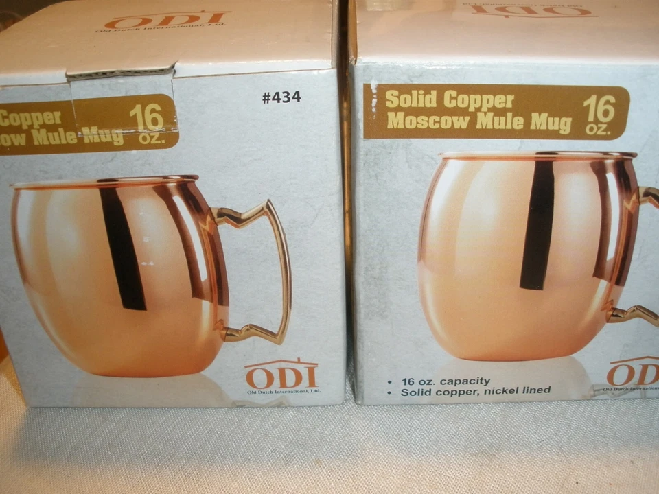 Set of 8 Solid Copper Moscow Mule 16 Oz. Mugs ODI Old Dutch International