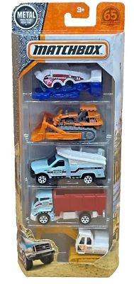 Paquete de 5 Matchbox Ocean Works - Ford F-250, excavadora, remolque - juego listo para regalo Foto 1 de 4