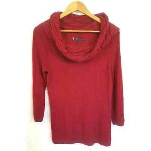 Anne Klein Womens Sweater Top Sz M Dark Red 3/4 Sleeve Warm Soft Cowl Neck - Picture 1 of 5