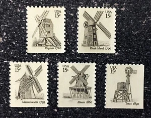 USA1980 #1738-1742 15c Windmills - Set of 5 Singles From Booklet Mint NH - Picture 1 of 1