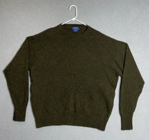 Vintage Pendleton 100% Shetland Wool Sweater Mens XL Green Dots - Picture 1 of 16