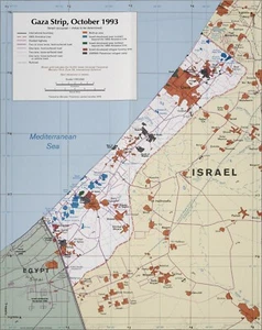 Mapa político de la Franja de Gaza de la CIA 1994, Cisjordania, Israel. Póster de historia de guerra - Imagen 1 de 5