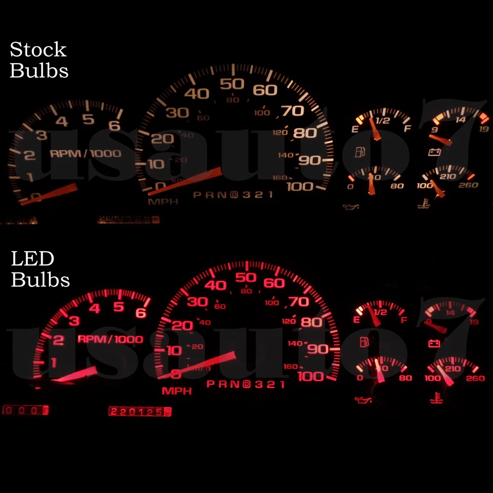 NEW Dash Cluster Gauges RED LED LIGHT KIT Fit 95-98 GMC C1500 K1500 Sierra Truck Foto 1 de 4