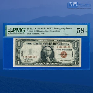 Fr.2300 1935A $1 Silver Certificate "HAWAII" S/C Block, PMG AU 58 EPQ #66513 - Picture 1 of 3