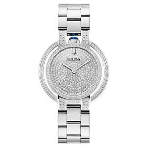 Bulova Rubaiyat Women's Quartz Diamond Accents Sapphire Silver Watch 35MM 96R238 - Picture 1 of 4