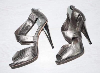 Zapatos de tacón alto de cuero plateado BALMAIN para mujer talla 36 US6 UK3 Foto 1 de 4