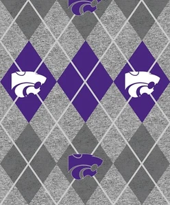 Kansas State University Argyle Heather Fleece Fabric-NCAA Blanket Fabric - Picture 1 of 1