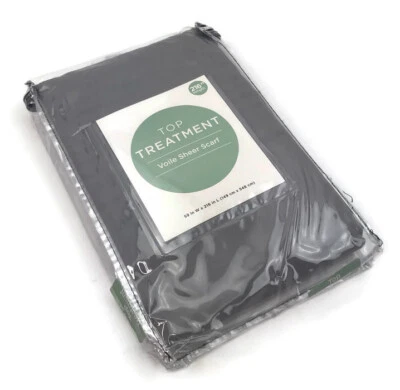 Bufanda transparente de gasa de tratamiento superior, 59 x 216 pulgadas, carbón Foto 1 de 4