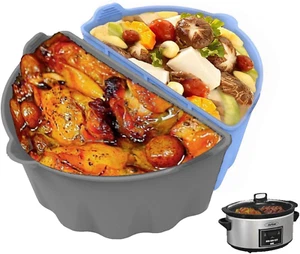 6 Quart Silicone Slow Cooker Divider Liners, Reusable Slow Cooker Divider Insert - Picture 1 of 12