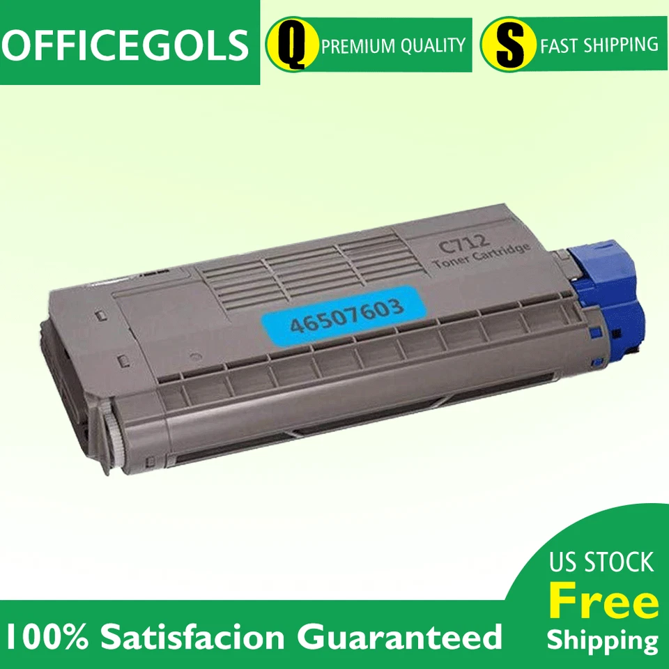 46507603 Cyan Toner Cartridge Replacement Compatible For Oki data C712's Printer - Image 1 of 1