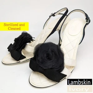 Authentic CHANEL Flower Sandals 36.5 Ivory - Picture 1 of 10