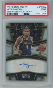 Moses Moody PSA 9 2022 Panini Select Signature Selections Auto Prizm Warriors - Picture 1 of 2