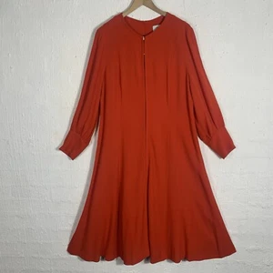 Veronika Maine Wool Blend Maxi Dress Size 16 Orange Red Long Sleeve - Picture 1 of 8