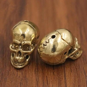 Skull Pendant Craft Bead Lanyard Bead Skull Paracord Beads EDC Solid Brass Gift - Picture 1 of 5