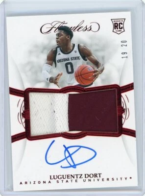2019-20 Panini Flawless Collegiate Ruby Rookie Patch Auto #127 Luguentz Dort /20 - Image 1 of 2