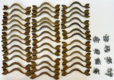 40 Lg Keeler Solid Brass KBC Twisted Vine Leaf Mermaid Tail Drawer Pull Handles - Image 1 of 4