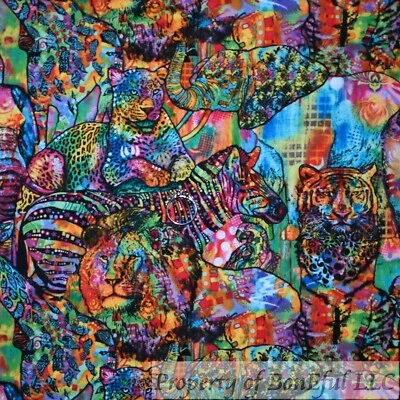 BonEful FABRIC FQ Cotton Quilt Rainbow Jungle Safari Wild Animal Skin Print Zoo - Image 1 of 4
