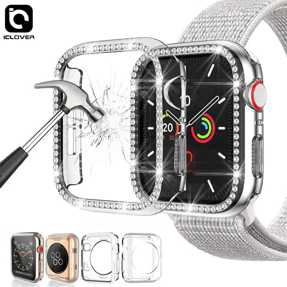 ICLOVER For Apple Watch Series 9 8 7 41 45mm iWatch Full Cover Case Screen Protector