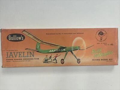 Guillow's Javelin Rubber Powered Model Airplane Balsa Kit Open Box - Image 1 of 4